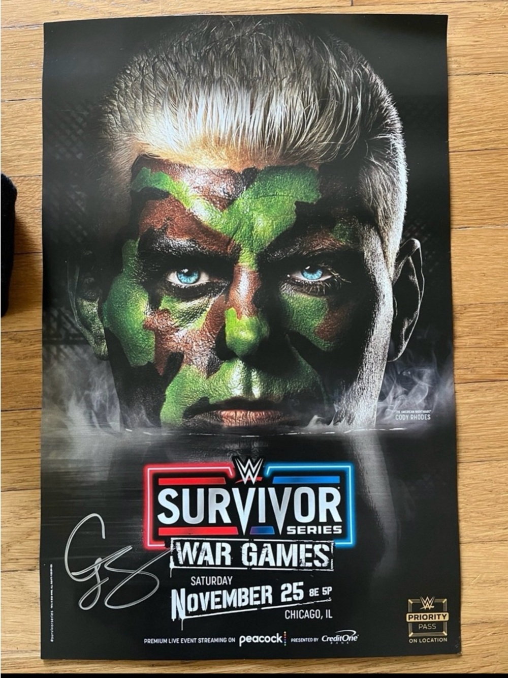 WWE survivor series Cody Rhodes signed poster